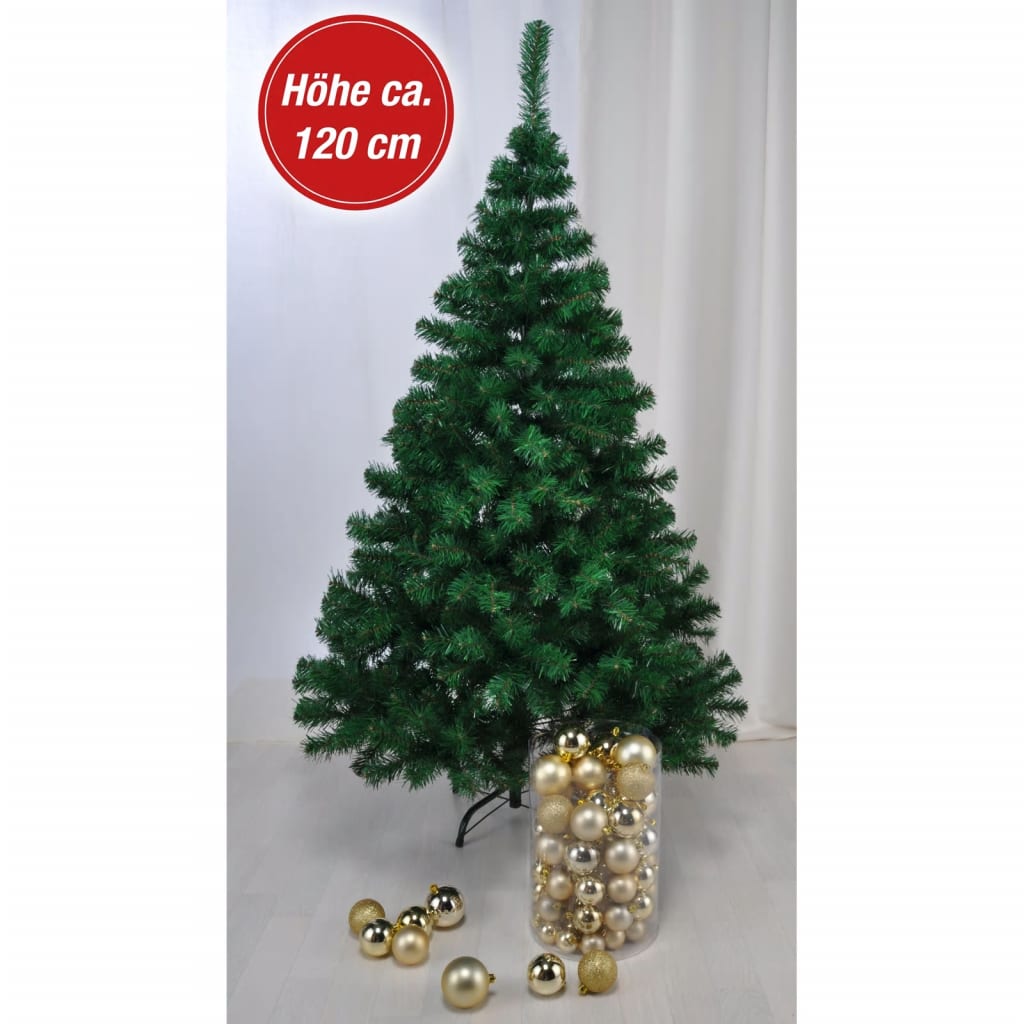 HI Albero di Natale con Supporto in Metallo Verde 120 cm