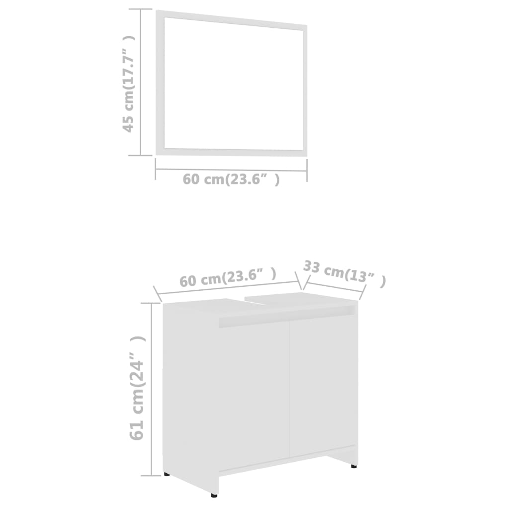 vidaXL Set Mobili da Bagno Bianco in Legno Multistrato