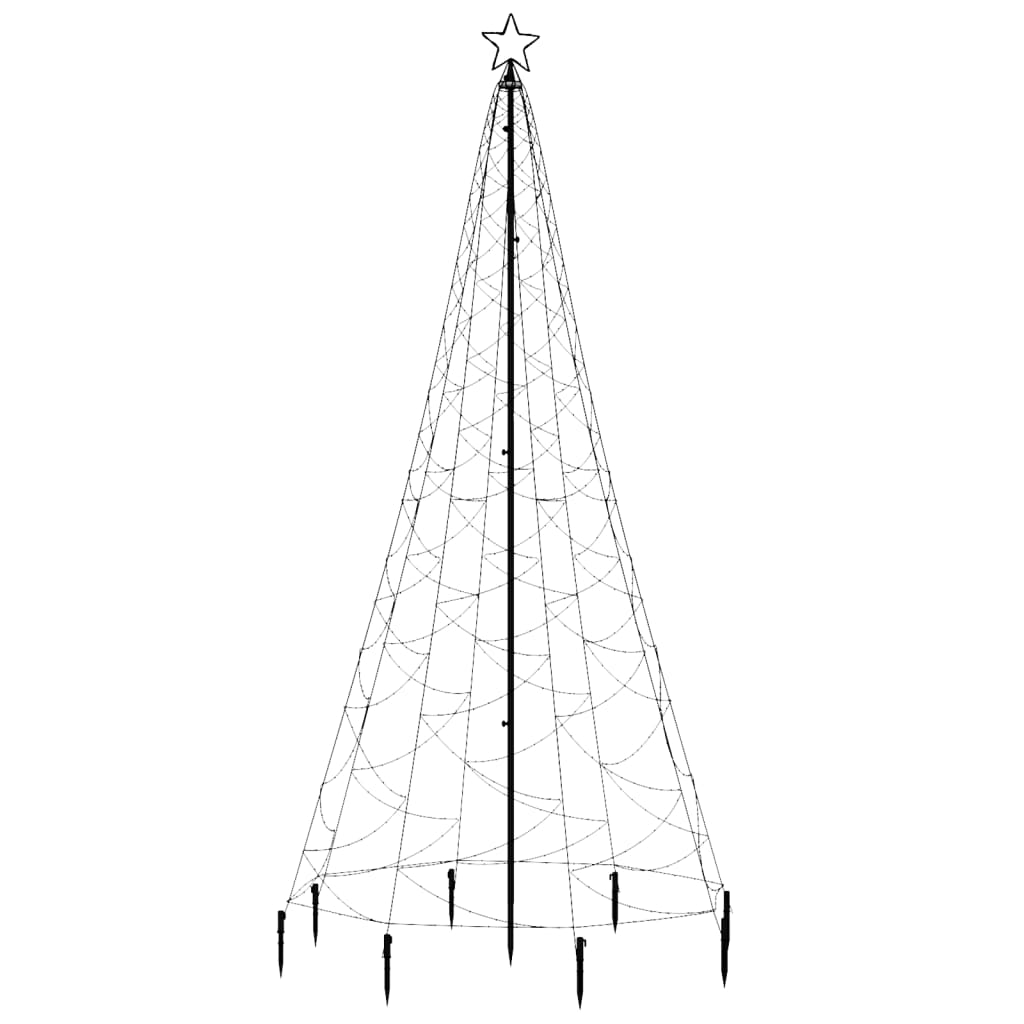 vidaXL Albero di Natale con Palo in Metallo 500 LED Bianco Caldo 3 m