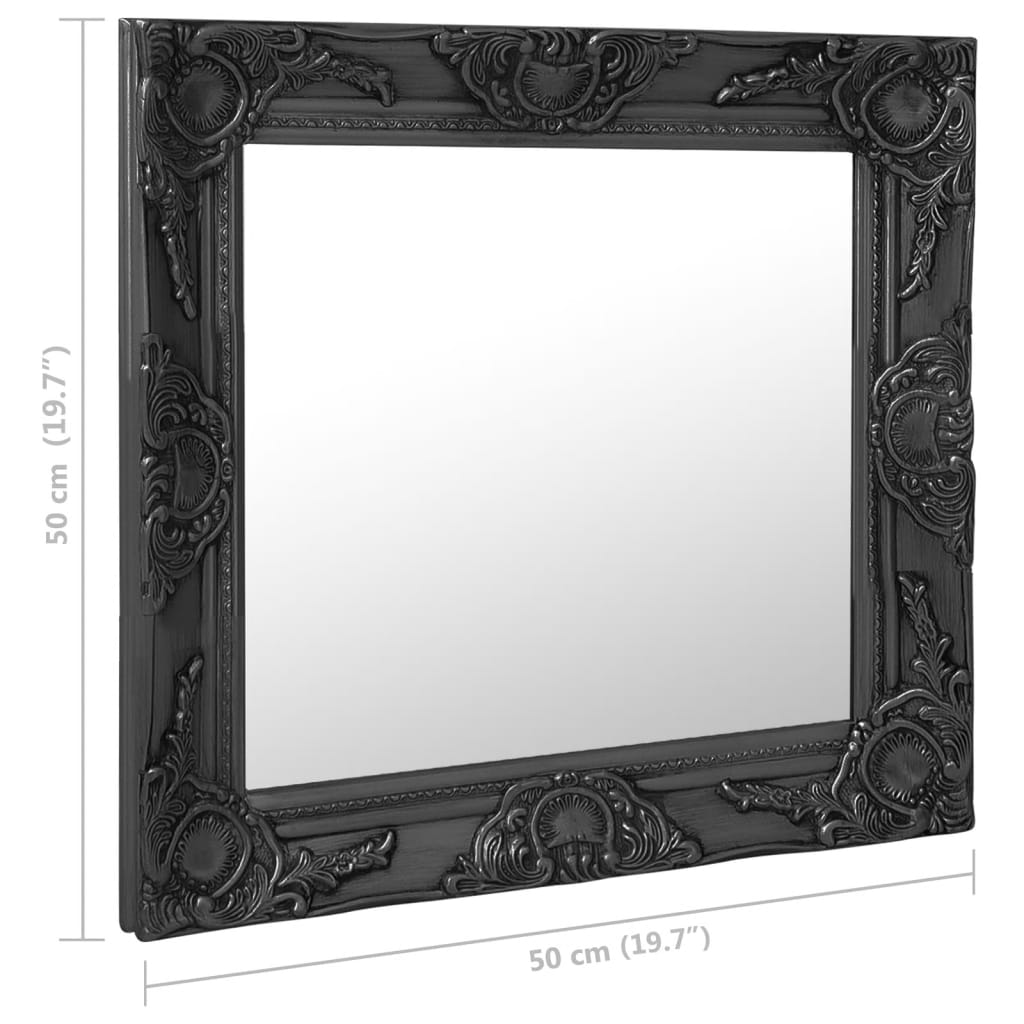 vidaXL Specchio da Parete Stile Barocco 50x50 cm Nero