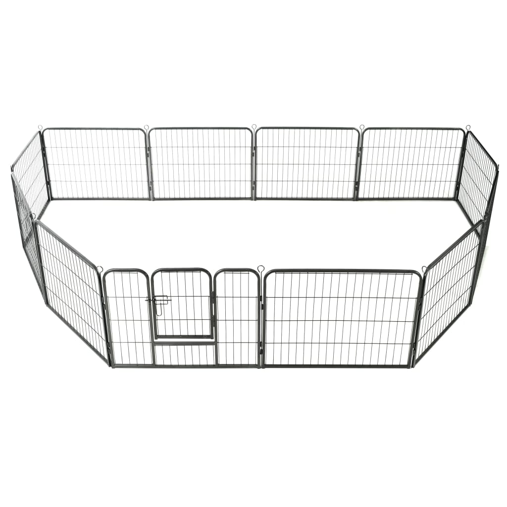 vidaXL Box per Cani con 12 Pannelli in Acciaio 80x60 cm Nero