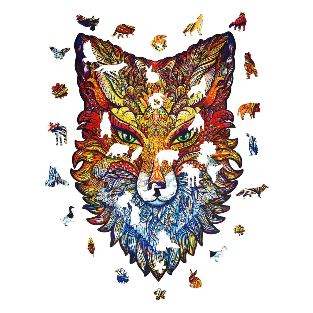 UNIDRAGON Puzzle in Legno 308 pz Fiery Fox King Size 27x40 cm