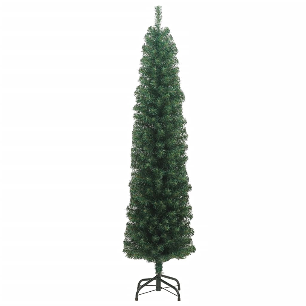 vidaXL Albero di Natale Artificiale Sottile con Base Verde 210 cm PVC