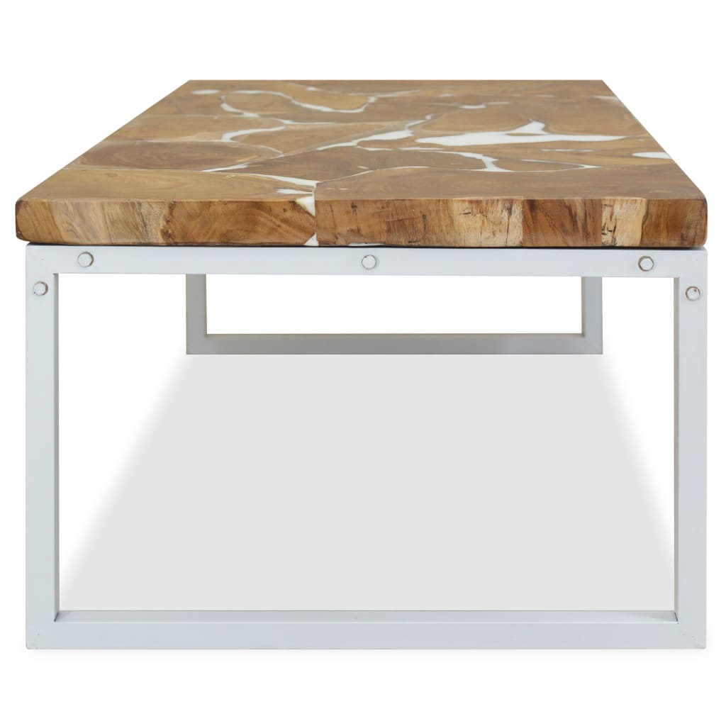 vidaXL Tavolino da Salotto in Legno di Teak e Resina 110x60x40 cm