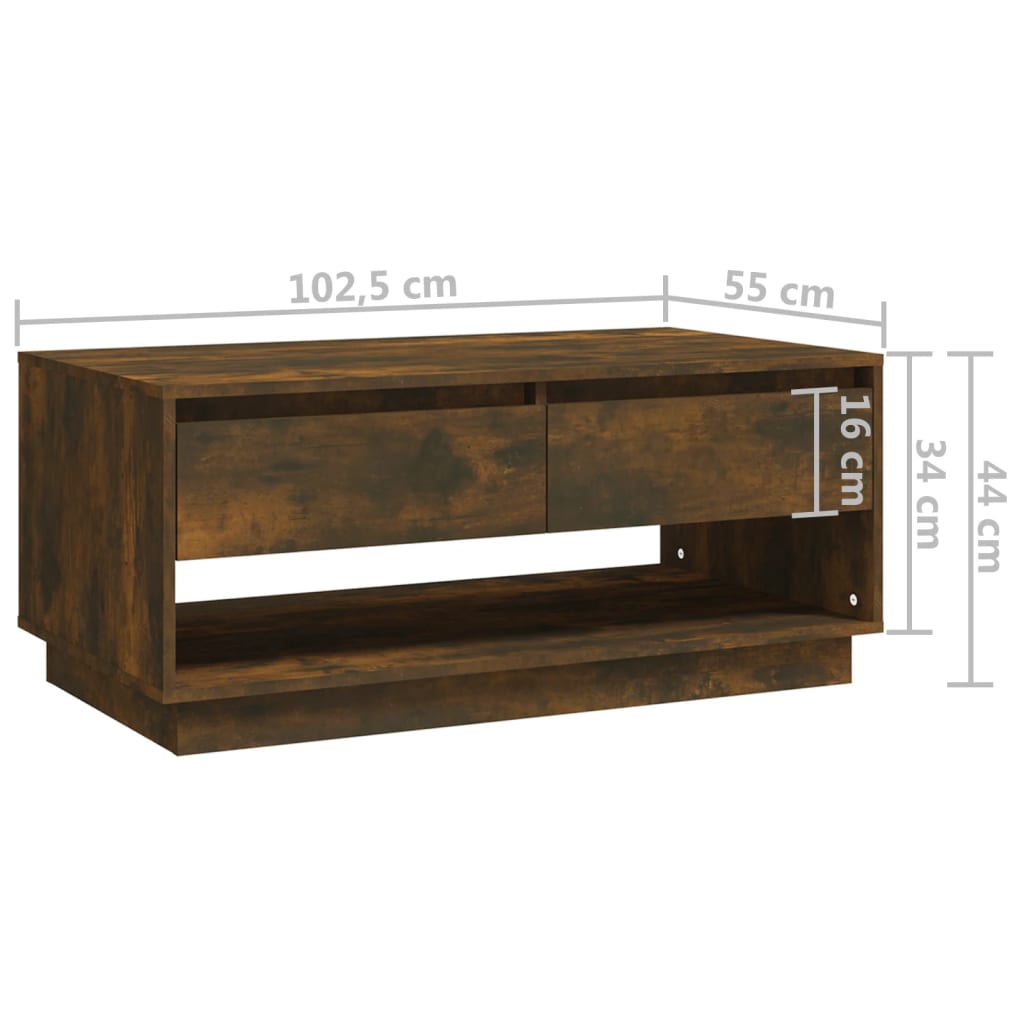 vidaXL Tavolino da Salotto Rovere Fumo 102,5x55x44 cm in Truciolato