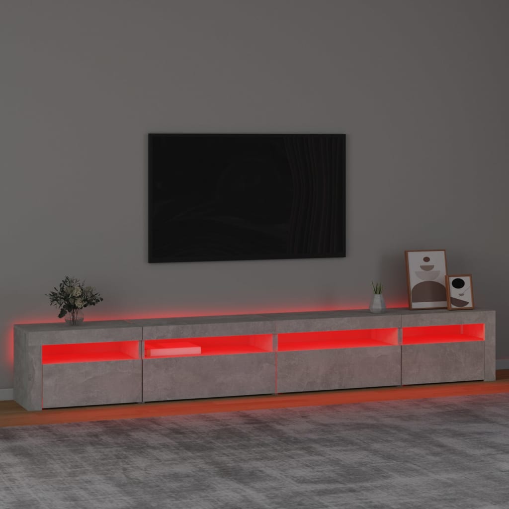 vidaXL Mobile Porta TV con Luci LED Grigio Cemento 270x35x40 cm