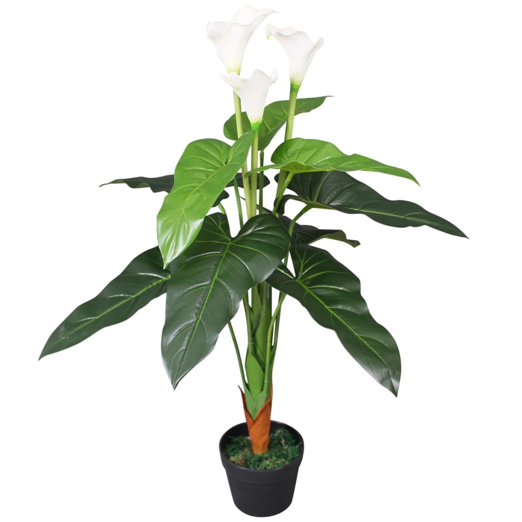 vidaXL Calla Lily Artificiale con Vaso 85 cm Bianco