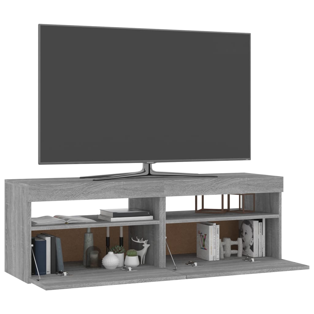 vidaXL Mobili TV con Luci LED 2 pz Grigio Sonoma 60x35x40 cm