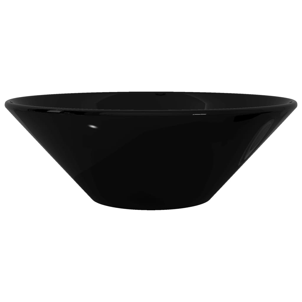 Lavandino da bagno in ceramica nera rotondo
