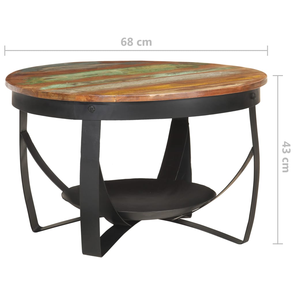 vidaXL Tavolino da Salotto Ø68x43 cm in Legno Massello di Recupero
