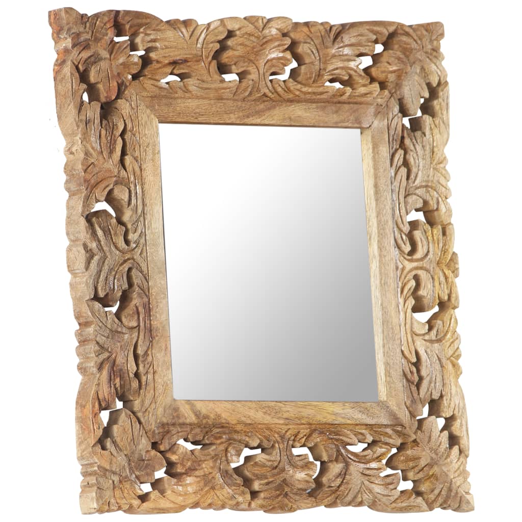 vidaXL Specchio Intagliato a Mano 50x50 cm in Legno Massello di Mango