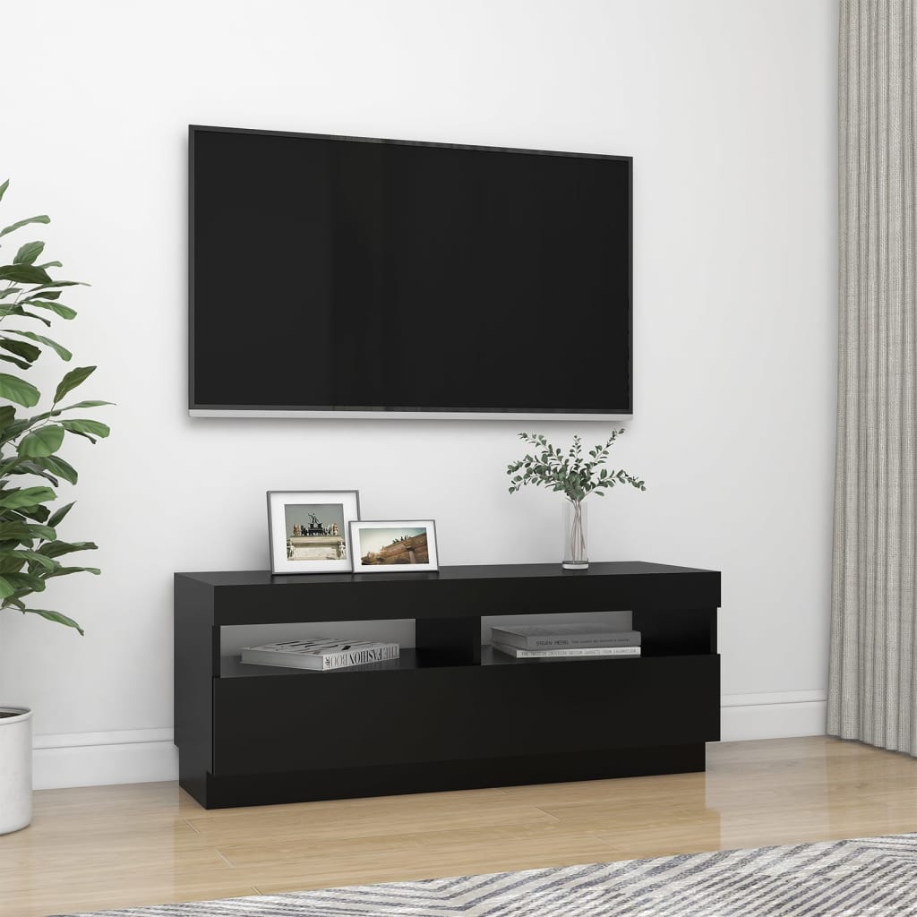 vidaXL Mobile Porta TV con Luci LED Nero 100x35x40 cm