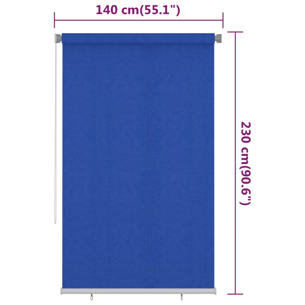 vidaXL Tenda a Rullo per Esterni 140x230 cm Blu HDPE