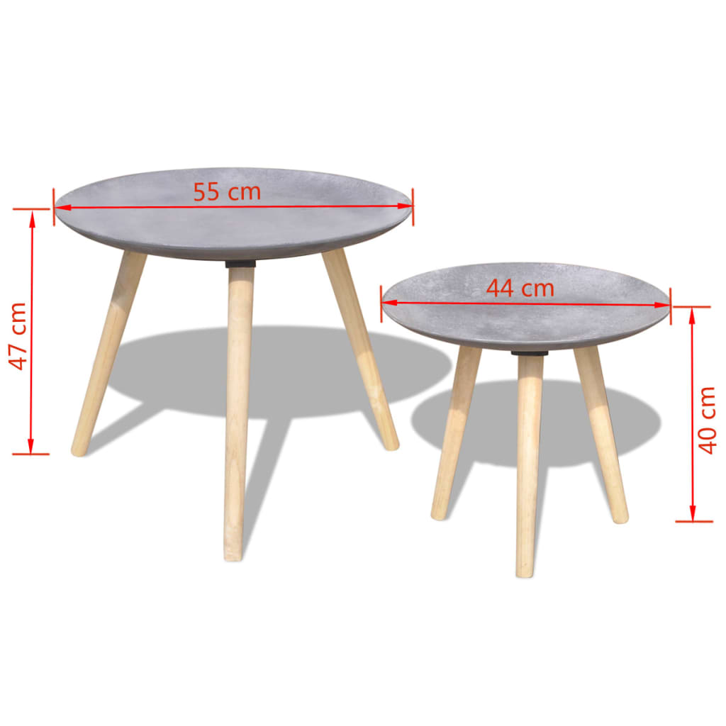 vidaXL Set Tavolini da Salotto 2 pz 55 cm e 44 cm Grigio Cemento