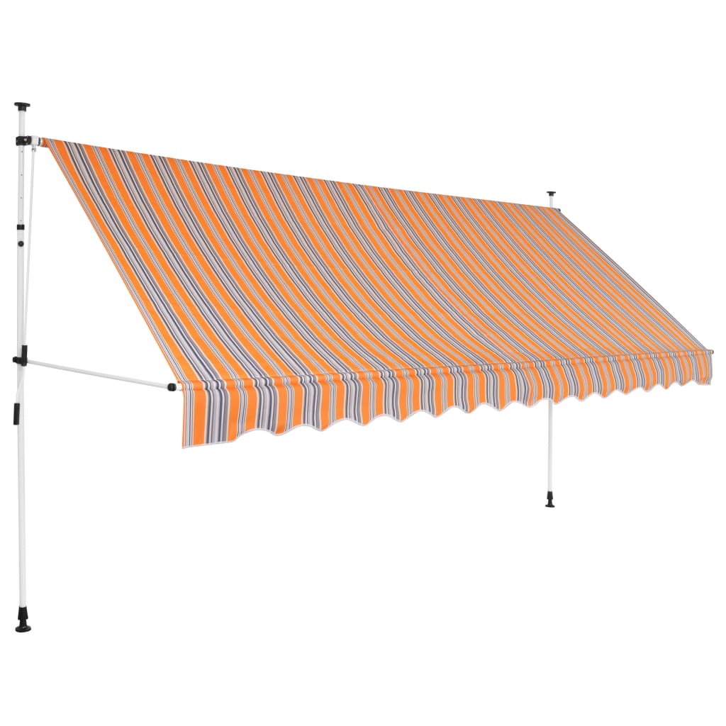 vidaXL Tenda da Sole Retrattile Manuale 400 cm a Strisce Blu e Gialle