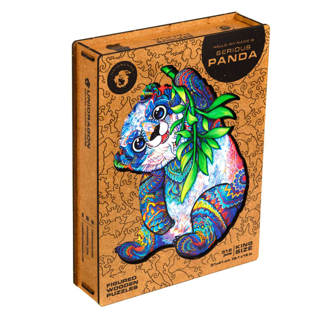 UNIDRAGON Puzzle in Legno 318 pz Serious Panda King Size 31x41 cm