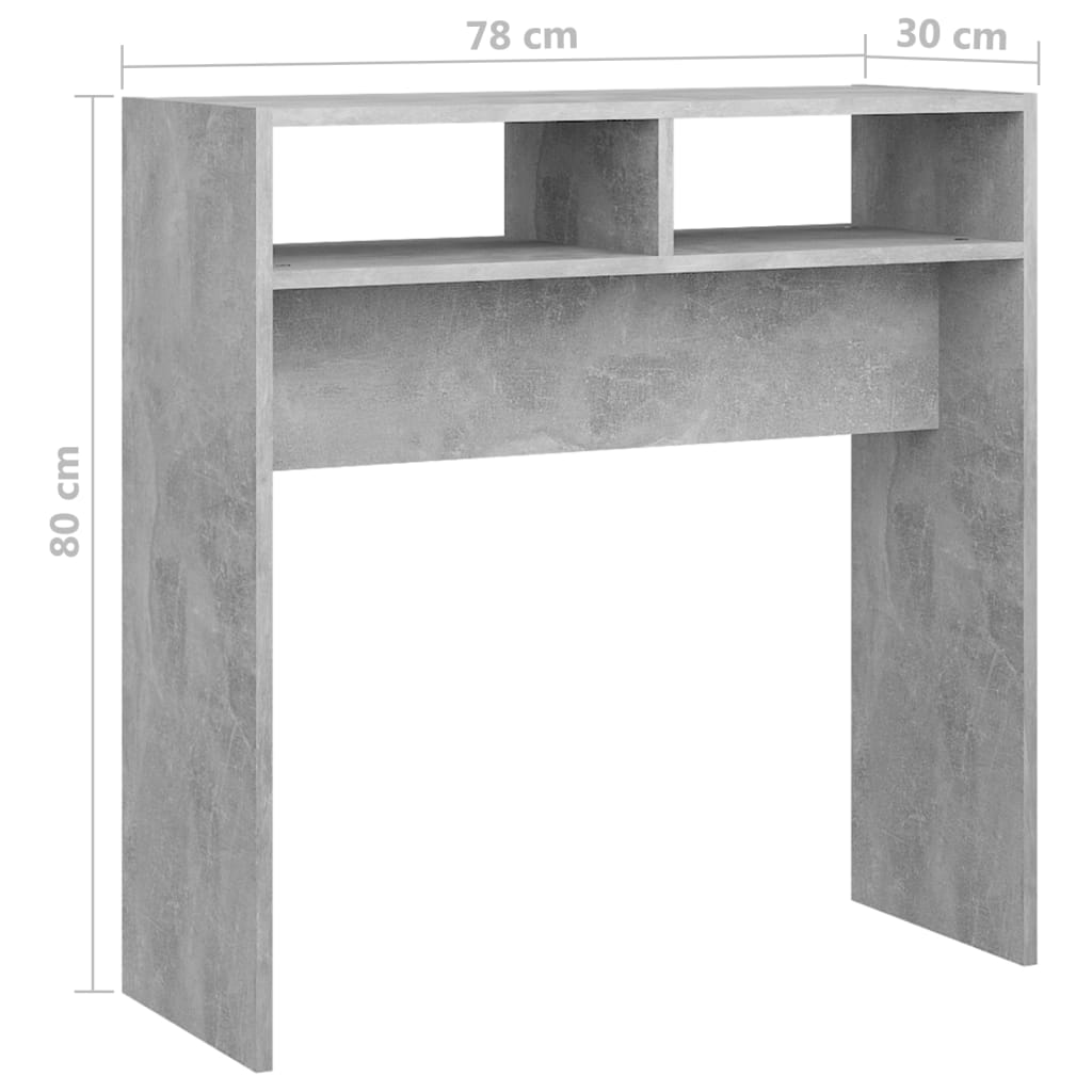 vidaXL Tavolino Consolle Grigio Cemento 78x30x80cm Legno Multistrato