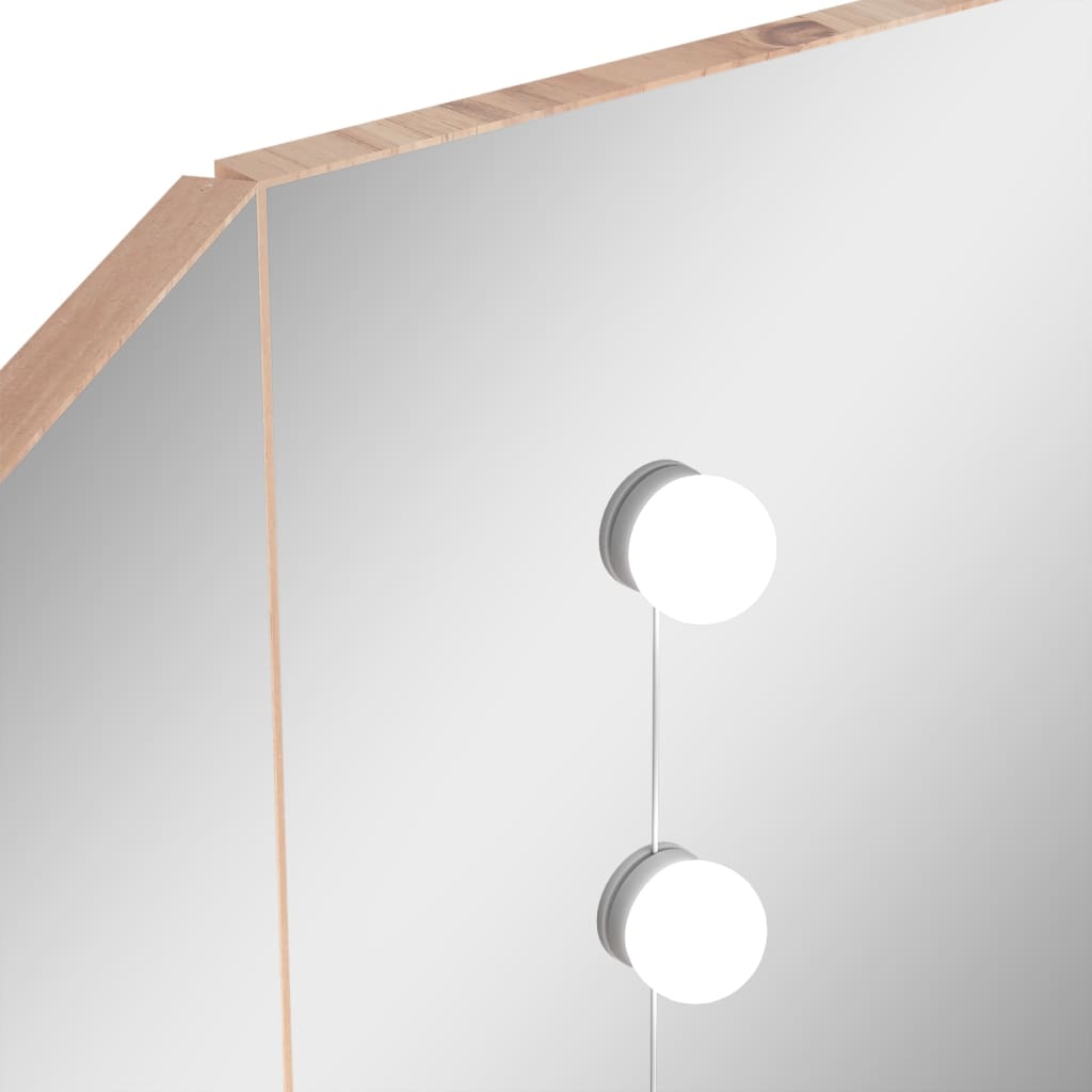 vidaXL Tavolino da Trucco Angolare con LED Rovere 111x54x141,5 cm