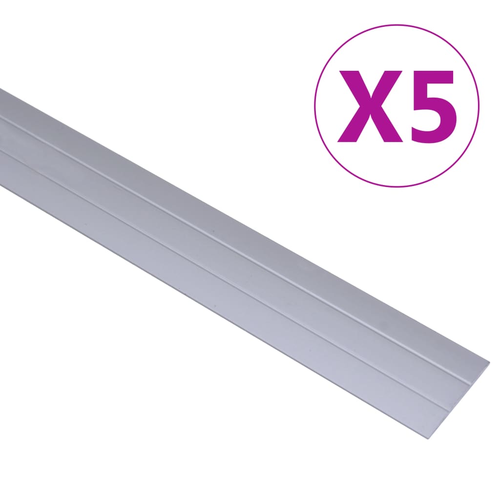 vidaXL Profili per Pavimenti 5 pz in Alluminio 134 cm Argento