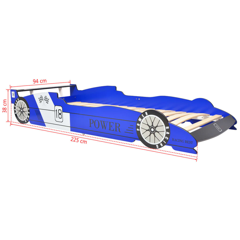 vidaXL Letto Bambini Auto da Corsa 90x200 cm Blu