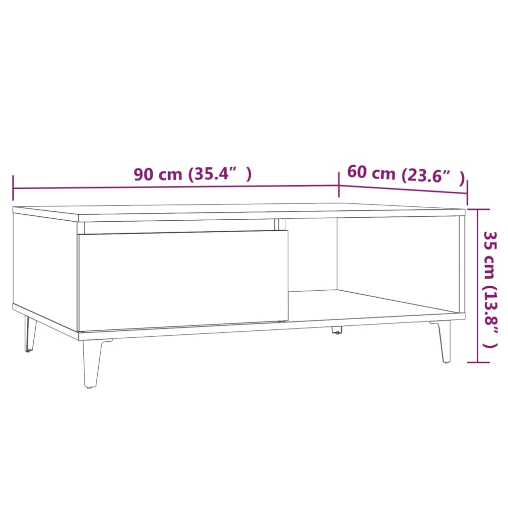 vidaXL Tavolino da Salotto Rovere Fumo 90x60x35 cm in Truciolato