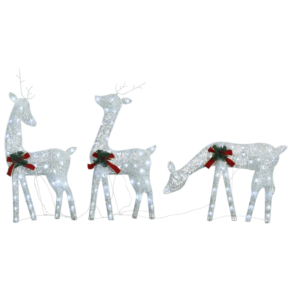 Decorazione Natale Famiglia Di Renne 90 Led Bianco Caldo Rattan