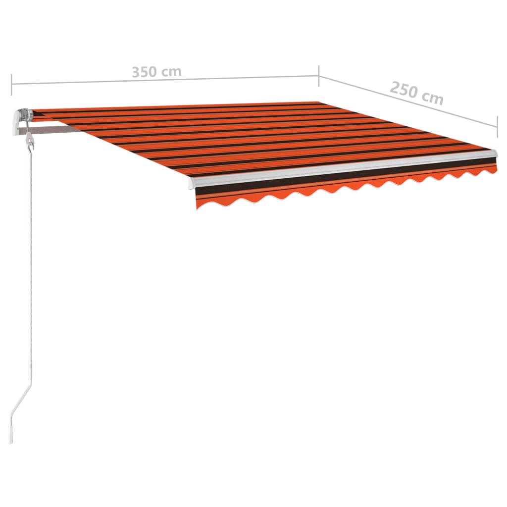 vidaXL Tenda Retrattile Manuale con Pali 3,5x2,5m Arancio e Marrone
