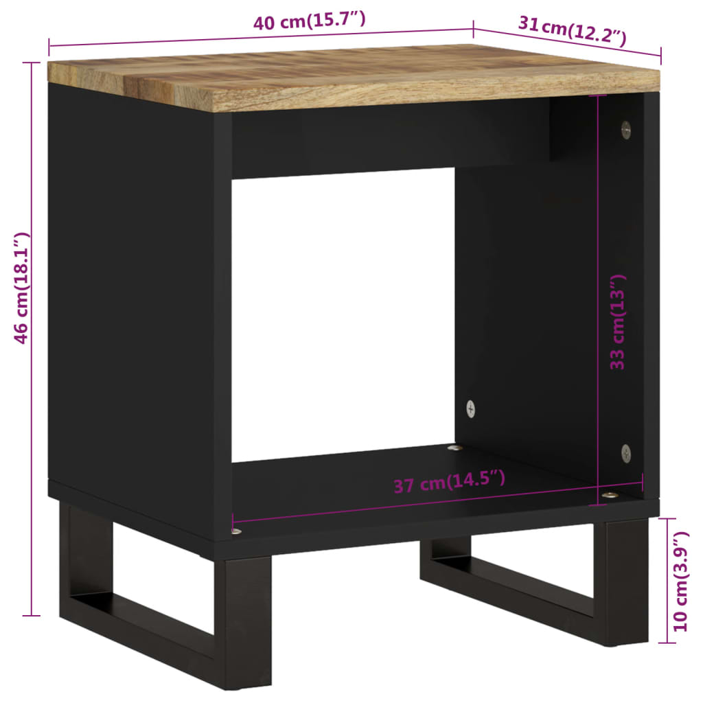 vidaXL Tavolino da Soggiorno 40x31x46 cm Massello Mango e Multistrato
