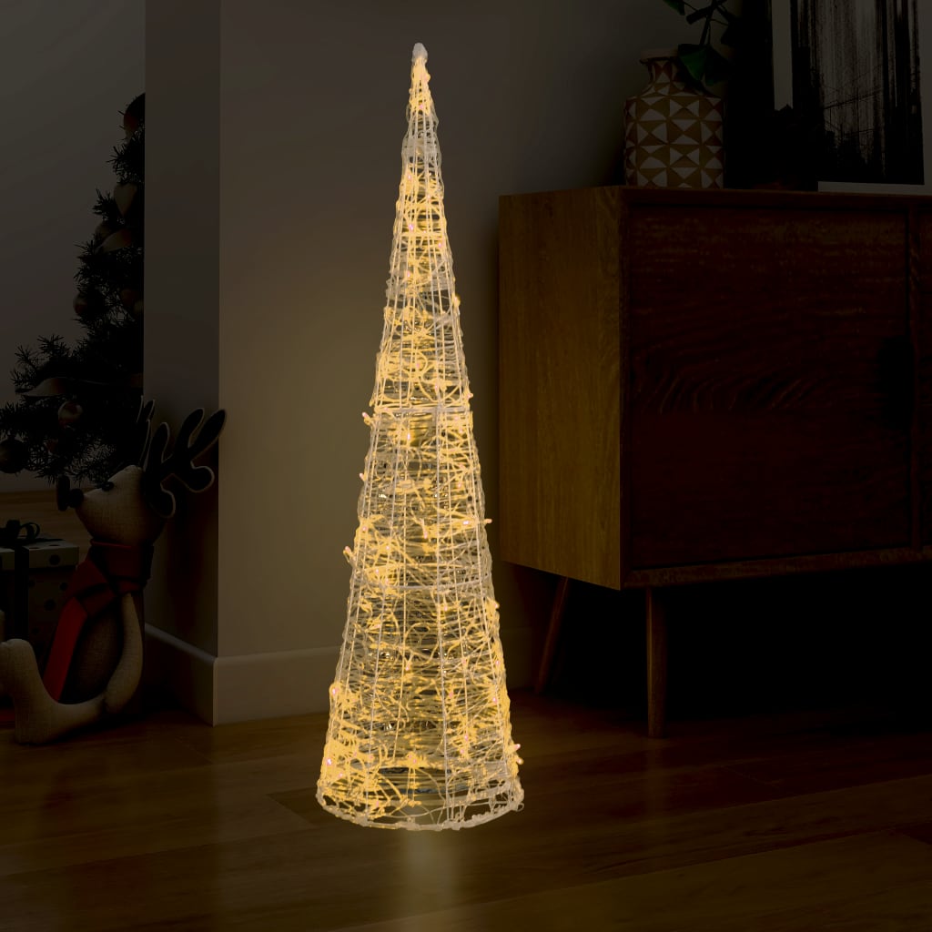 vidaXL Piramide Decorativa Cono di Luce LED Acrilico Bianco Caldo 120cm