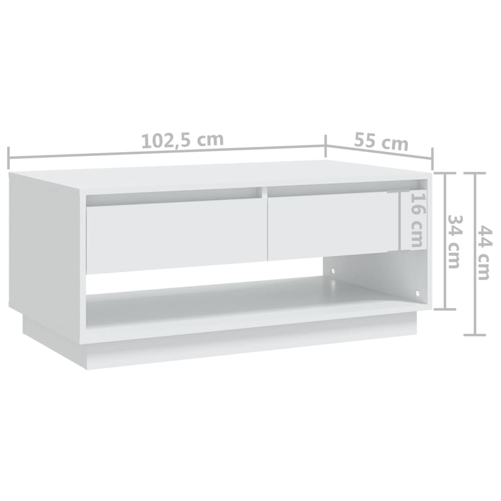 vidaXL Tavolino da Salotto Bianco 102,5x55x44 cm in Truciolato