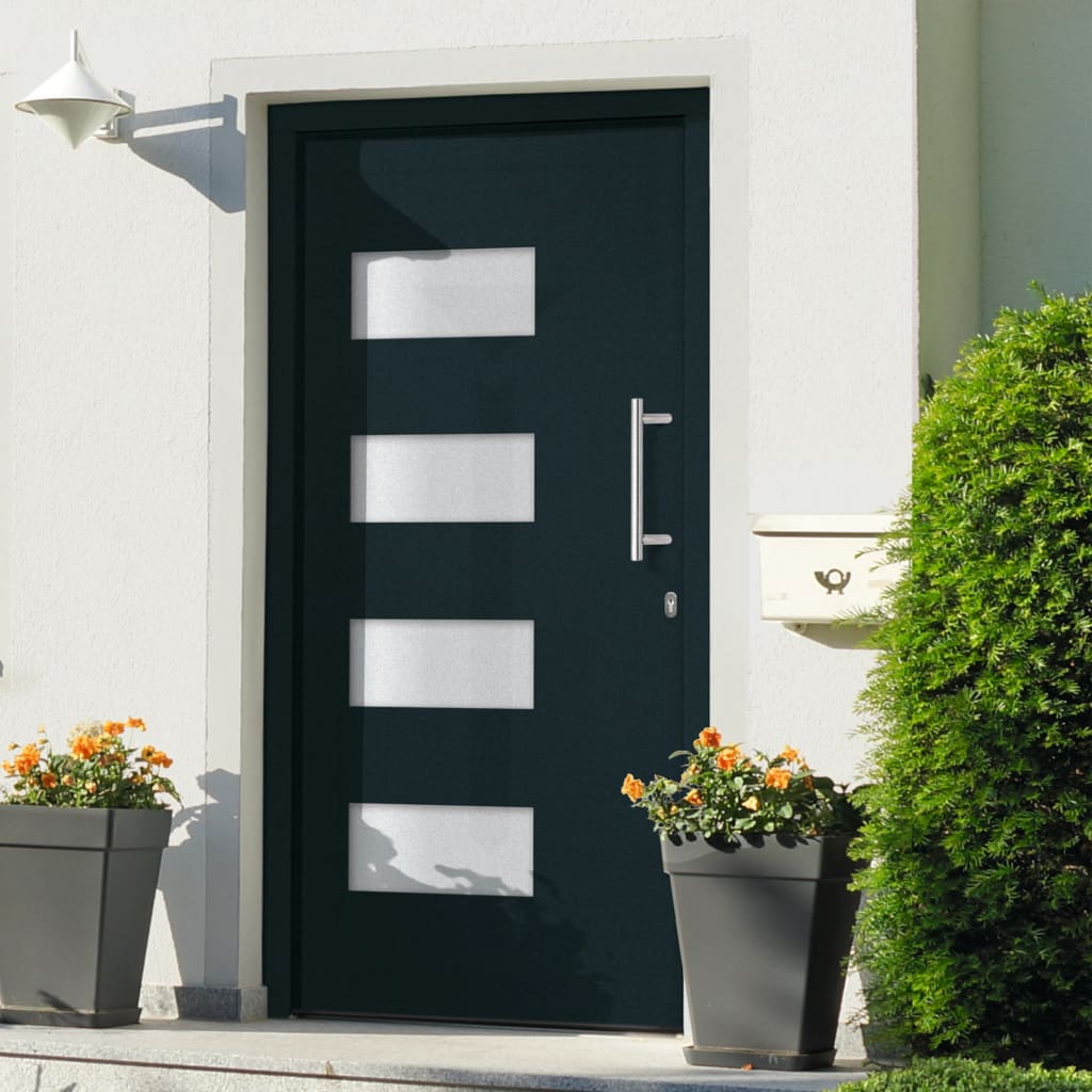 vidaXL Porta d'Ingresso in Alluminio e PVC Antracite 100x200 cm