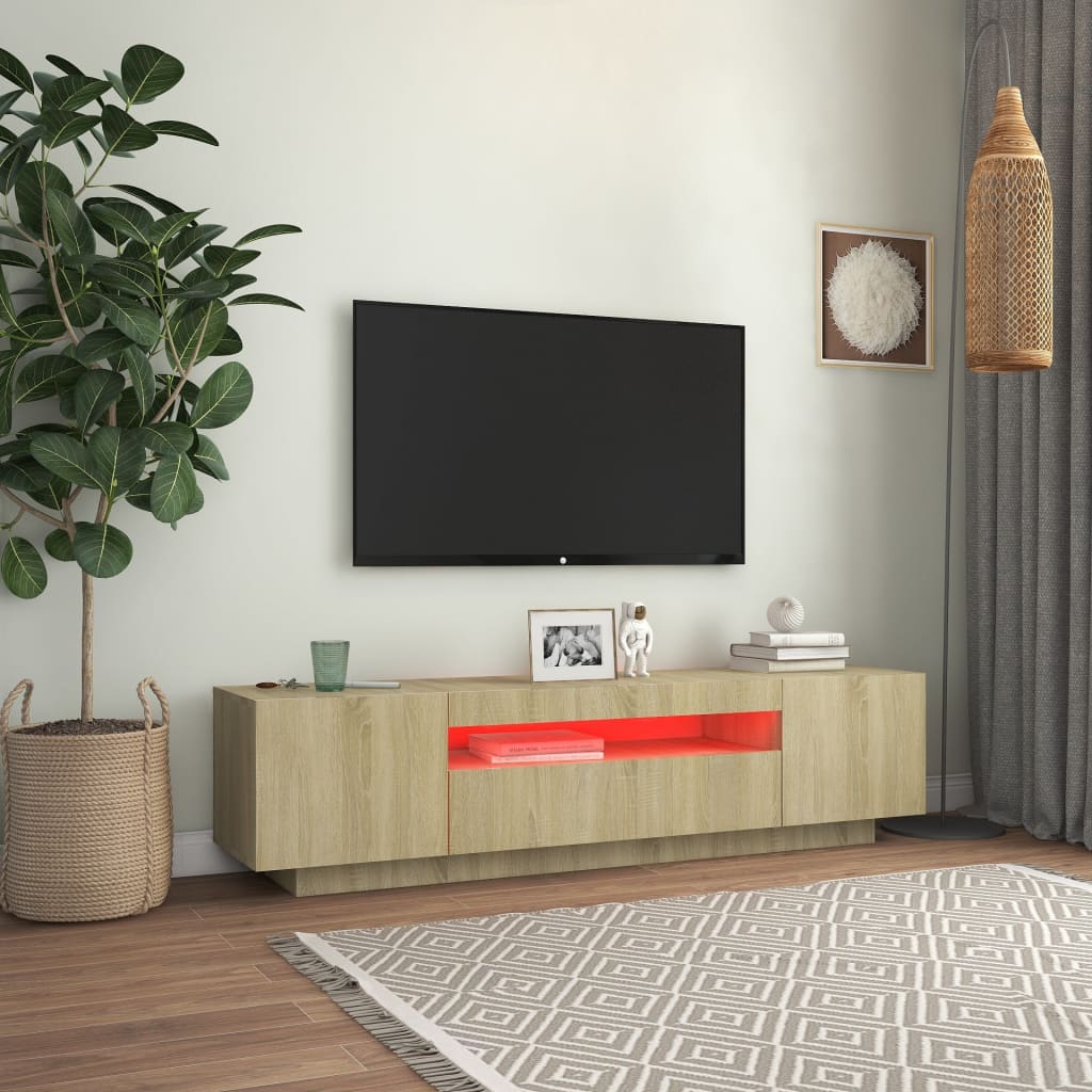 vidaXL Mobile Porta TV con Luci LED Rovere Sonoma 160x35x40 cm