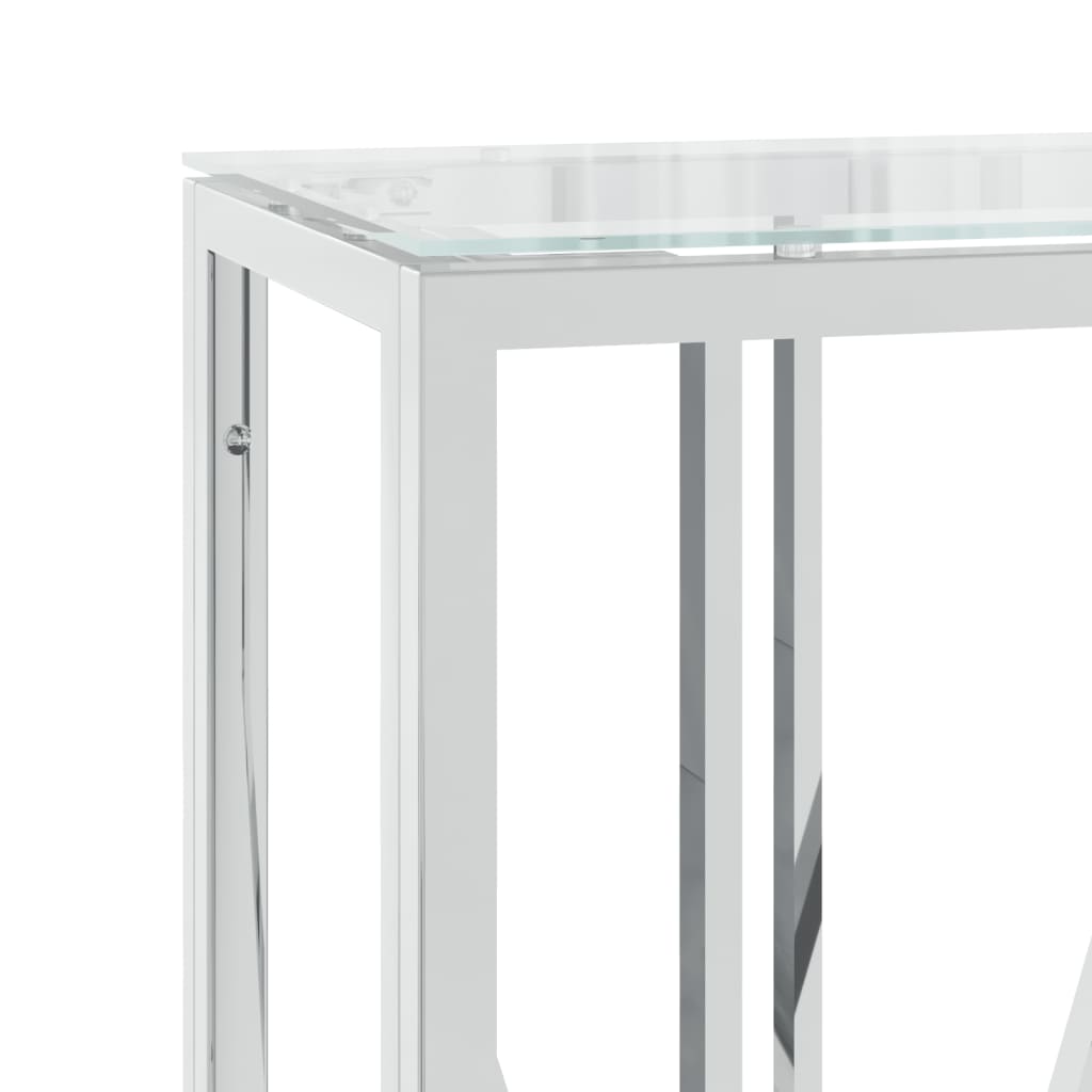 vidaXL Tavolino Consolle 110x30x70 cm in Acciaio Inox e Vetro