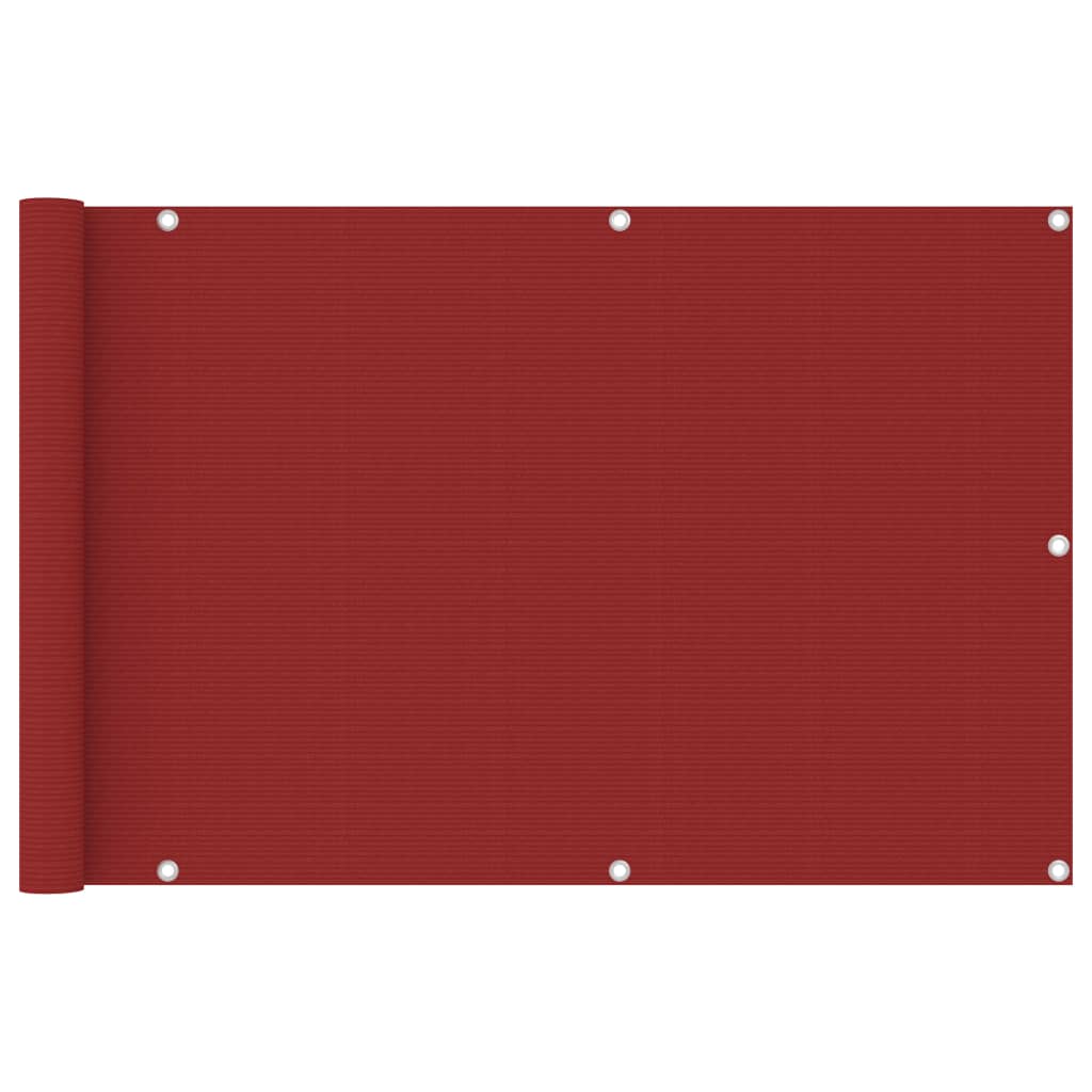 vidaXL Paravento da Balcone Rosso 90x400 cm in HDPE