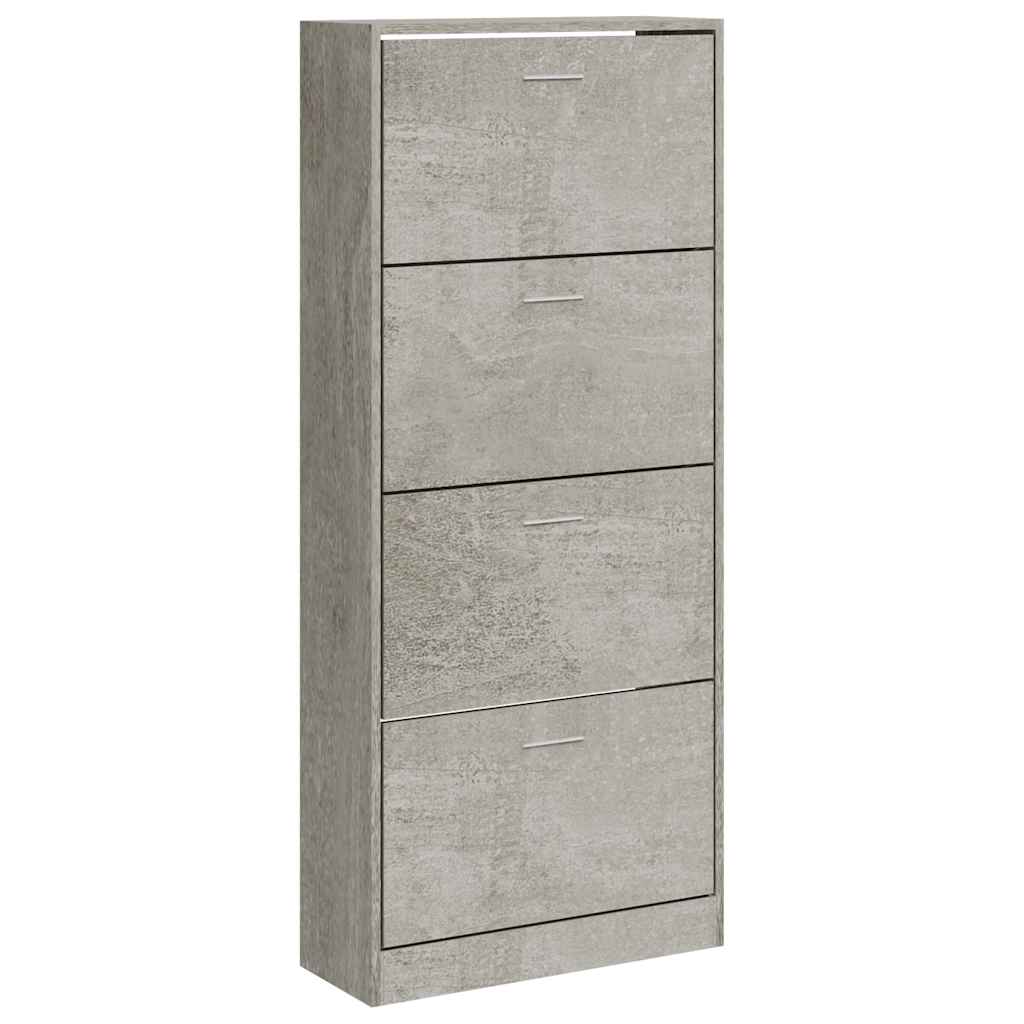 VidaXL Scarpiera In Legno Multistrato 2 Cassetti - Colore Grigio Cemento, Dimensioni 63x24x81 Cm, Design Moderno