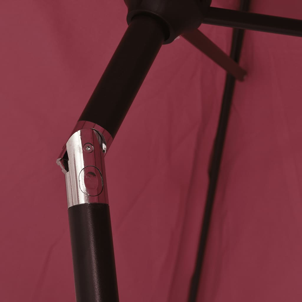 vidaXL Ombrellone da Esterni con LED e Palo Acciaio 300 cm Rosso Bordò
