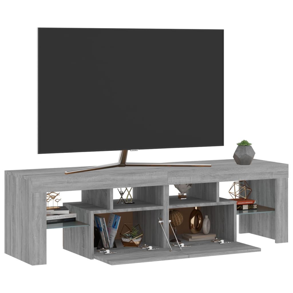vidaXL Mobile Porta TV con Luci LED grigio sonoma 140x36,5x40 cm