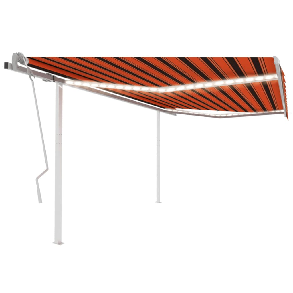 vidaXL Tenda da Sole Retrattile Manuale LED 4x3 m Arancione Marrone