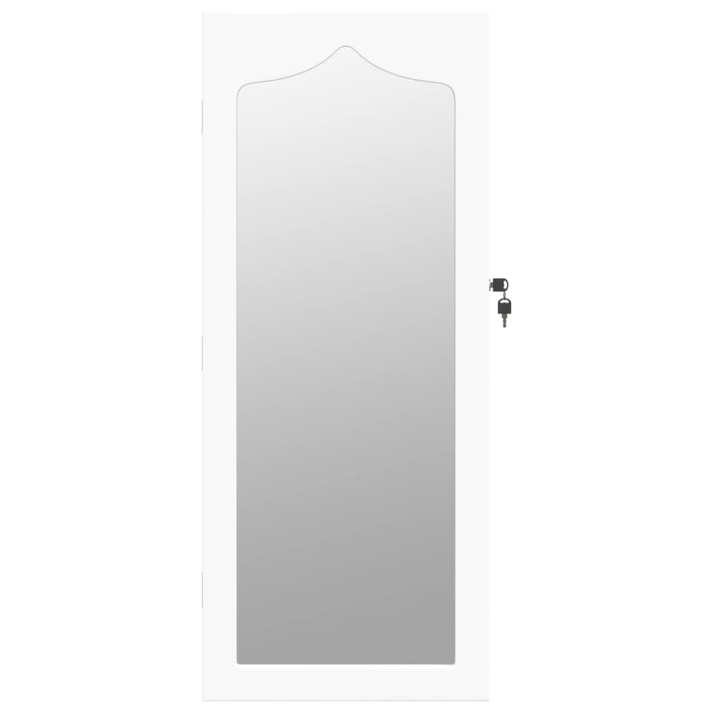 vidaXL Armadio Portagioie con Specchio a Muro Bianco 37,5x10x90 cm