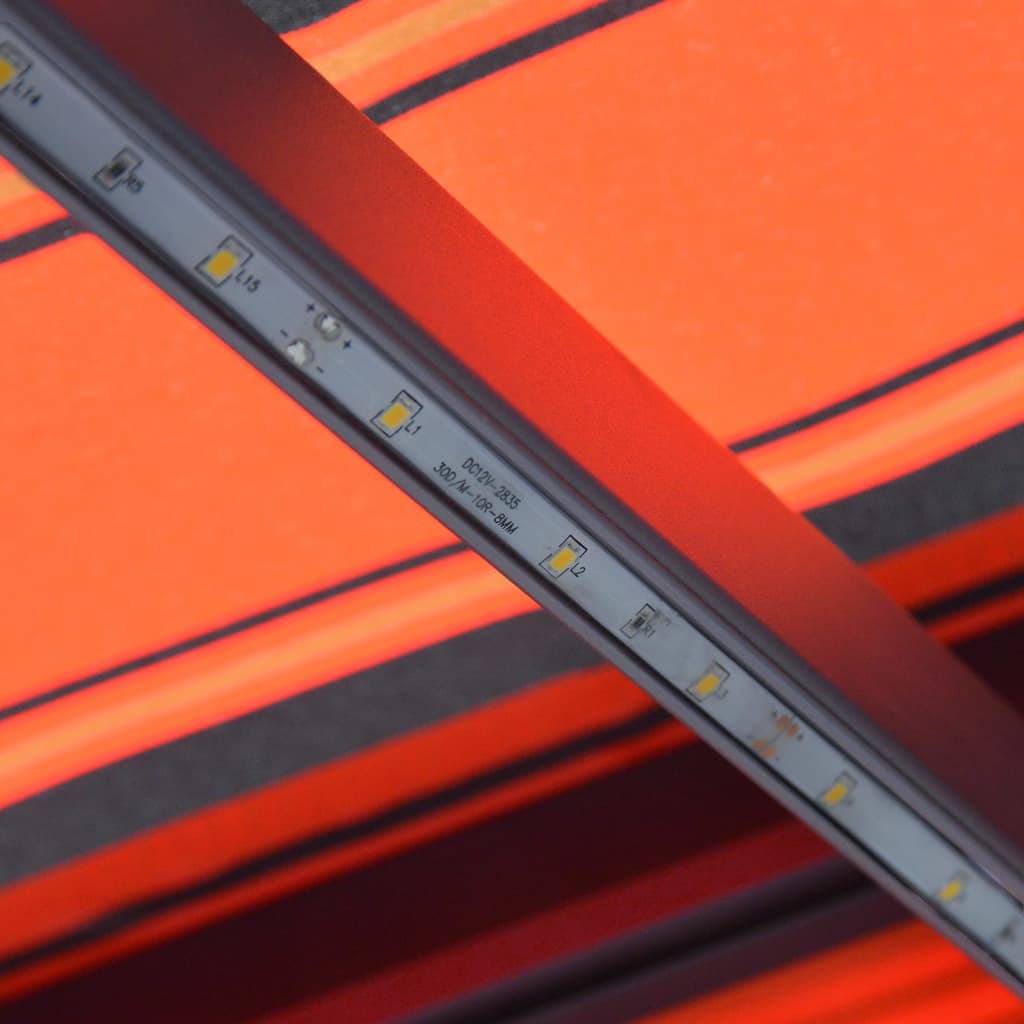 vidaXL Tenda da Sole Retrattile con LED 350x250 cm Arancione e Marrone