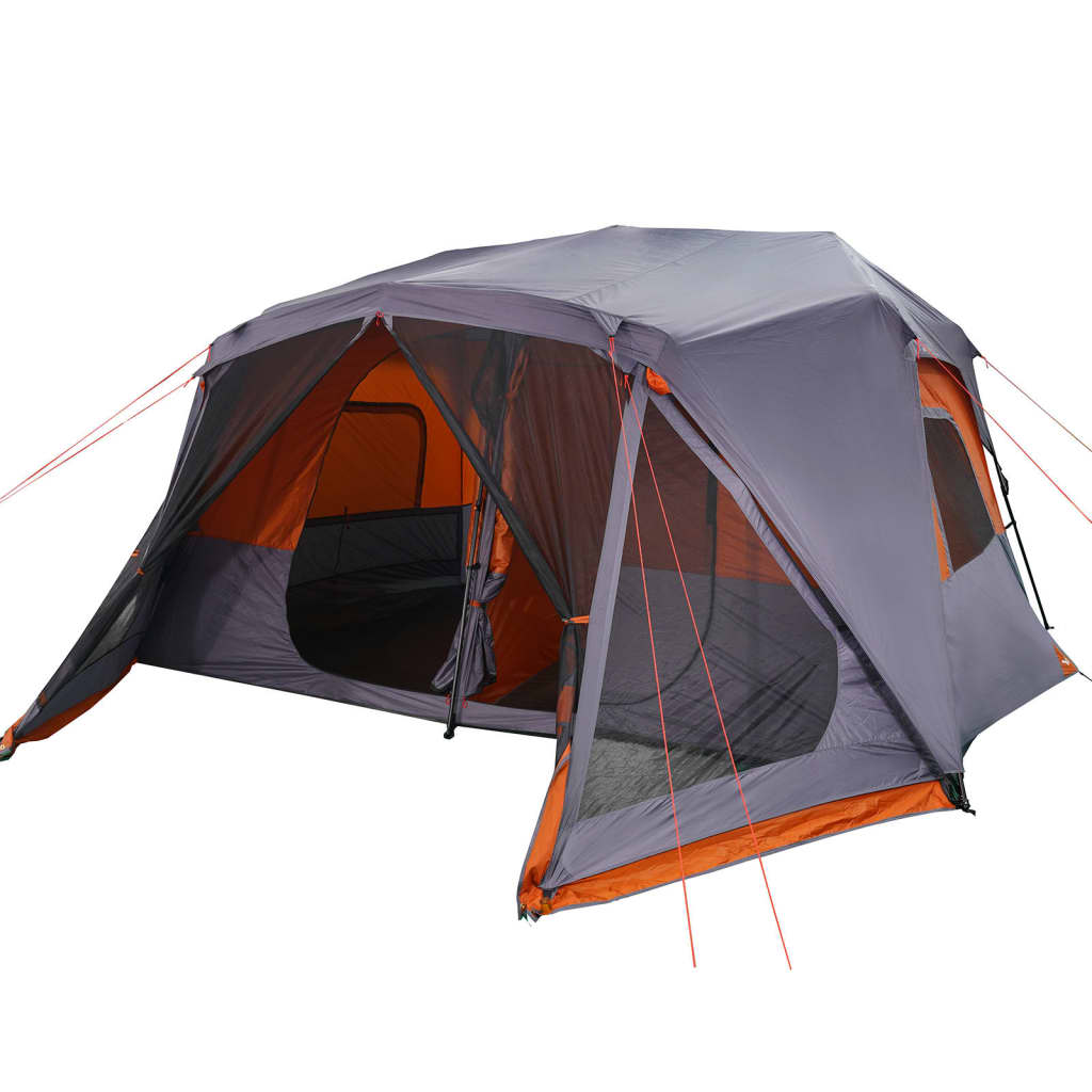 vidaXL Tenda Campeggio 10 Persone Grigio e Arancione Impermeabile