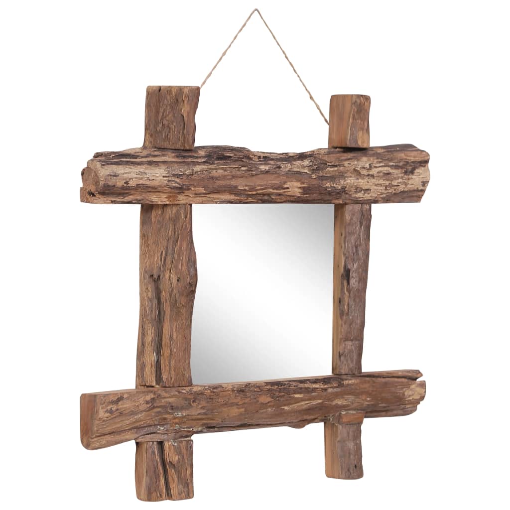vidaXL Specchio con Tronchi Naturale 50x50 cm in Massello di Recupero