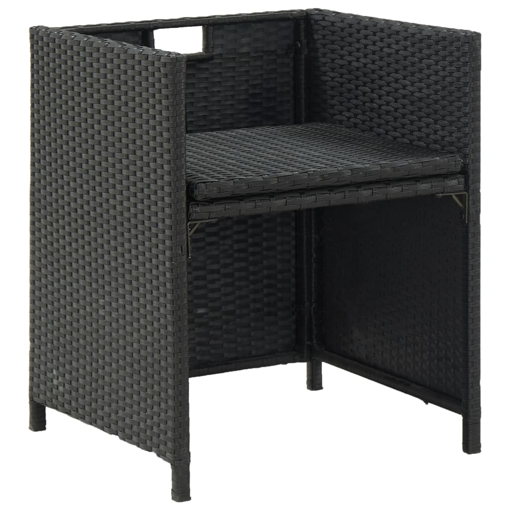 vidaXL Set da Pranzo da Giardino 11 pz con Cuscini in Polyrattan Nero