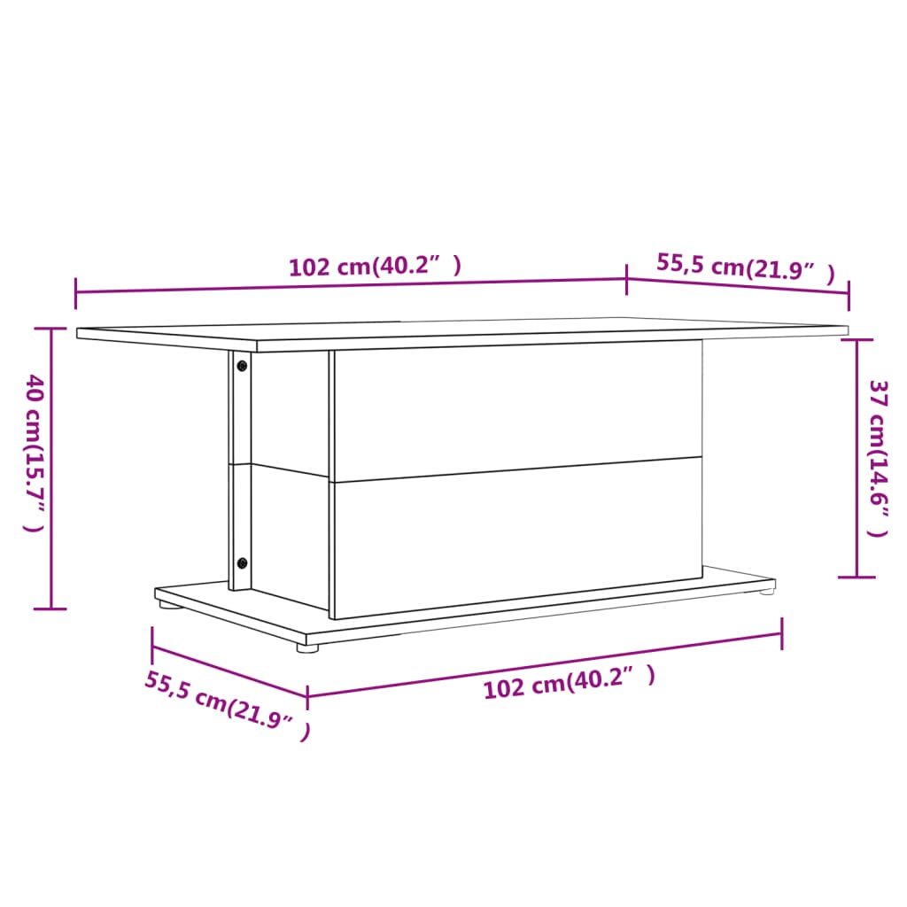 vidaXL Tavolino da Salotto Bianco 102x55,5x40 cm in Truciolato